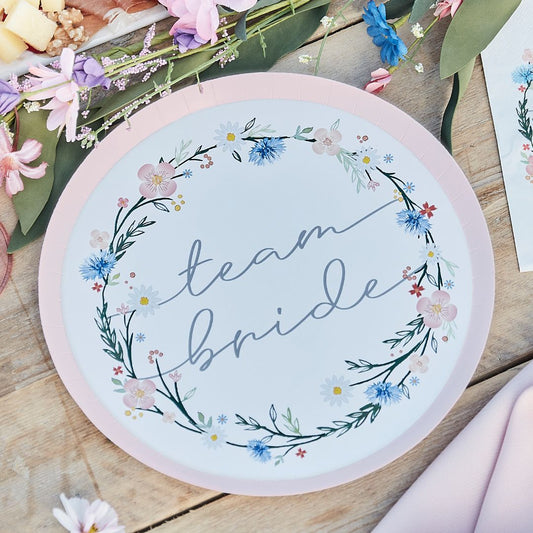 Pack of 8 Team Bride Plates - Meadow