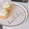 Nude and Black Happy Birthday Paper Party Plates