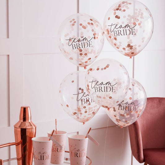 Pack of 5 Confetti 'Team Bride' Balloons