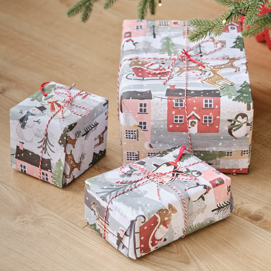 Pack of 2 Christmas Scene Wrapping Paper