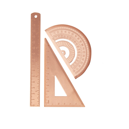 'Measure-Up' Ruler Set, Rose Gold Coated Metal